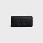LARGE ZIPPED WALLET CUIR TRIOMPHE IN SMOOTH CALFSKIN BLACK